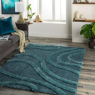 Livabliss Hudson Shag HDS-2304 'steel Blue Area Rug Room Scene
