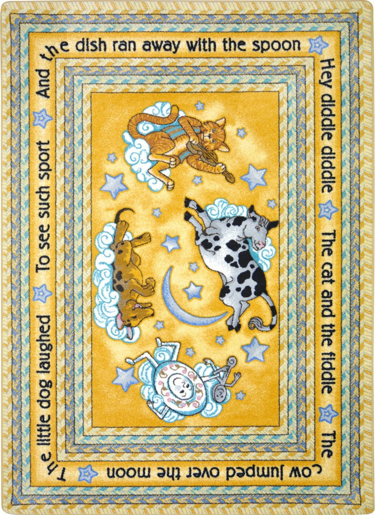 Joy Carpets Kid Essentials Hey Diddle Yellow Area Rug