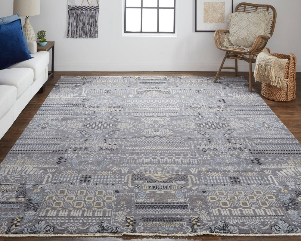 Havila Fine Rugs Huston H1898 Gray/Blue Area Rug Lifestyle Image Feature