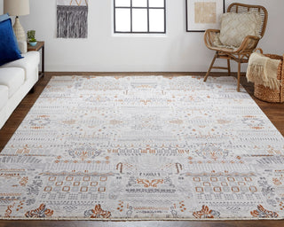 Havila Fine Rugs Huston H1898 Light Gray/Rust Area Rug Lifestyle Image Feature