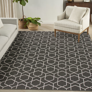 Nourison Horizon Indoor/Outdoor HOZ01 Black Area Rug Corner Image