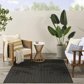 Nourison Horizon Indoor/Outdoor HOZ02 Black Area Rug Swatch Image