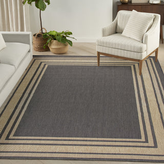 Nourison Horizon Indoor/Outdoor HOZ03 Charcoal Area Rug Corner Image