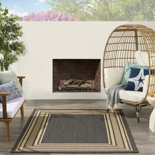 Nourison Horizon Indoor/Outdoor HOZ03 Charcoal Area Rug Swatch Image