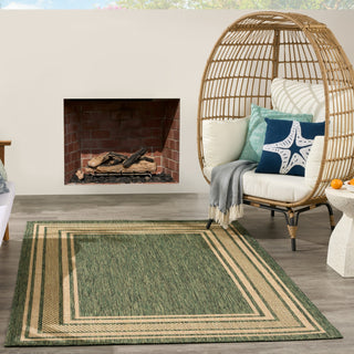 Nourison Horizon Indoor/Outdoor HOZ03 Green Area Rug Corner Image