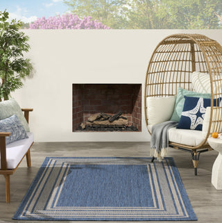 Nourison Horizon Indoor/Outdoor HOZ03 Denim Area Rug Room Image Feature
