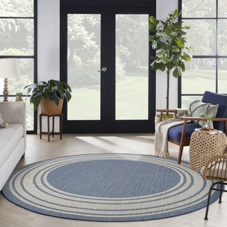 Nourison Horizon Indoor/Outdoor HOZ03 Denim Area Rug Room Image Feature