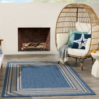 Nourison Horizon Indoor/Outdoor HOZ03 Denim Area Rug Room Image Feature