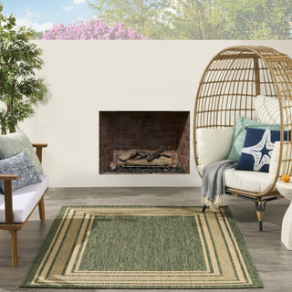 Nourison Horizon Indoor/Outdoor HOZ03 Green Area Rug Room Image Feature