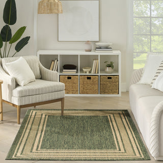Nourison Horizon Indoor/Outdoor HOZ03 Green Area Rug Room Image Feature