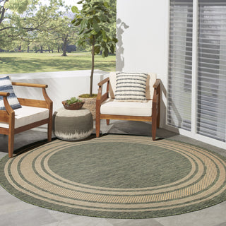 Nourison Horizon Indoor/Outdoor HOZ03 Green Area Rug Corner Image