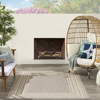 Nourison Horizon Indoor/Outdoor HOZ03 Grey Area Rug Room Image Feature