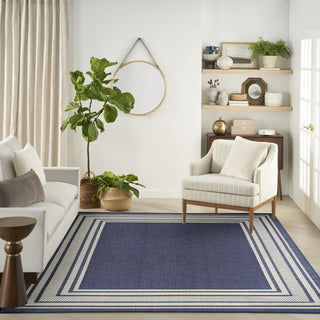 Nourison Horizon Indoor/Outdoor HOZ03 Navy Area Rug Room Image Feature