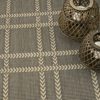 Nourison Horizon Indoor/Outdoor HOZ04 Charcoal Area Rug Corner Image