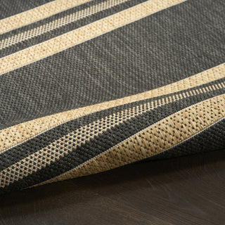 Nourison Horizon Indoor/Outdoor HOZ05 Charcoal Area Rug Corner Image
