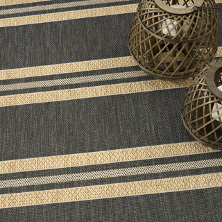 Nourison Horizon Indoor/Outdoor HOZ05 Charcoal Area Rug Corner Image