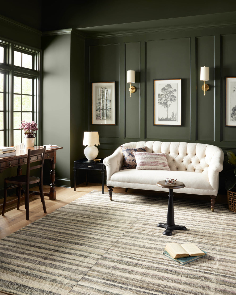 Chris Loves Julia x Loloi Humphrey HUM-01 Natural/Moss Area Rug Lifestyle Image Feature