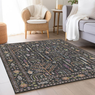 Dalyn Hatay HY5 Black Machine Washable Area Rug Lifestyle Image Feature