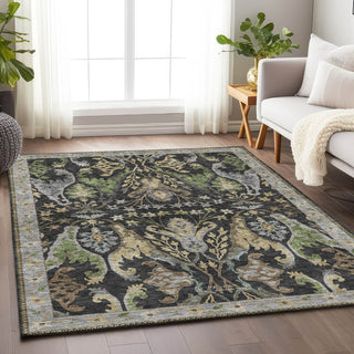 Dalyn Hatay HY6 Black Machine Washable Area Rug Lifestyle Image Feature