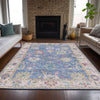 Dalyn Hatay HY7 Blue Machine Washable Area Rug Lifestyle Image Feature