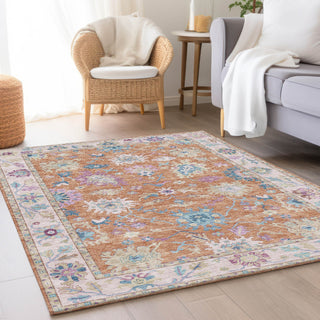 Dalyn Hatay HY7 Orange Machine Washable Area Rug Lifestyle Image Feature