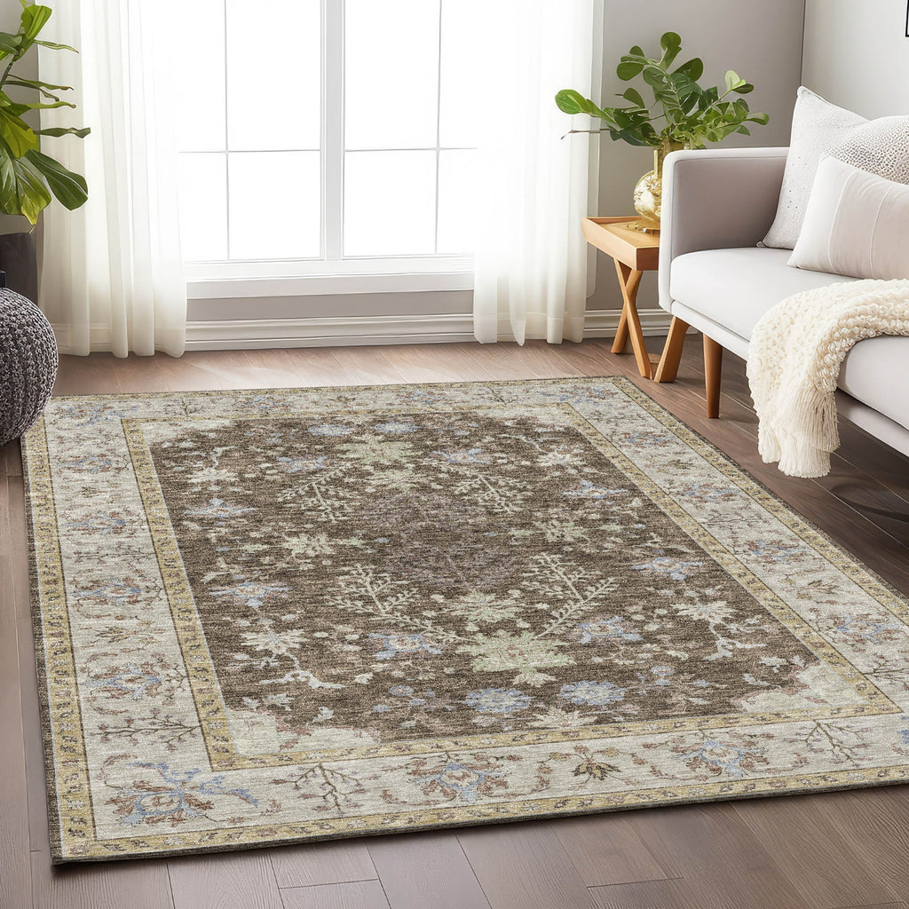 Dalyn Hatay HY9 Brown Machine Washable Area Rug Lifestyle Image Feature