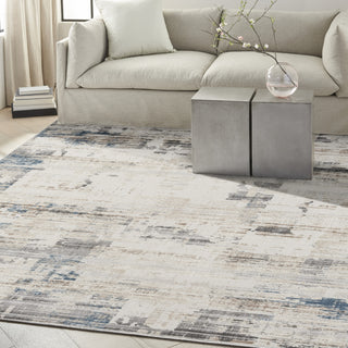 CK022 Infinity IFN06 Ivory Grey Blue Area Rug by Calvin Klein Corner Image