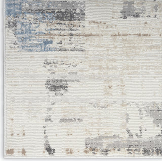 CK022 Infinity IFN06 Ivory Grey Blue Area Rug by Calvin Klein Corner Image