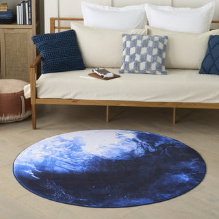 Nourison Imagination IMA10 Blue Area Rug Room Scene Feature