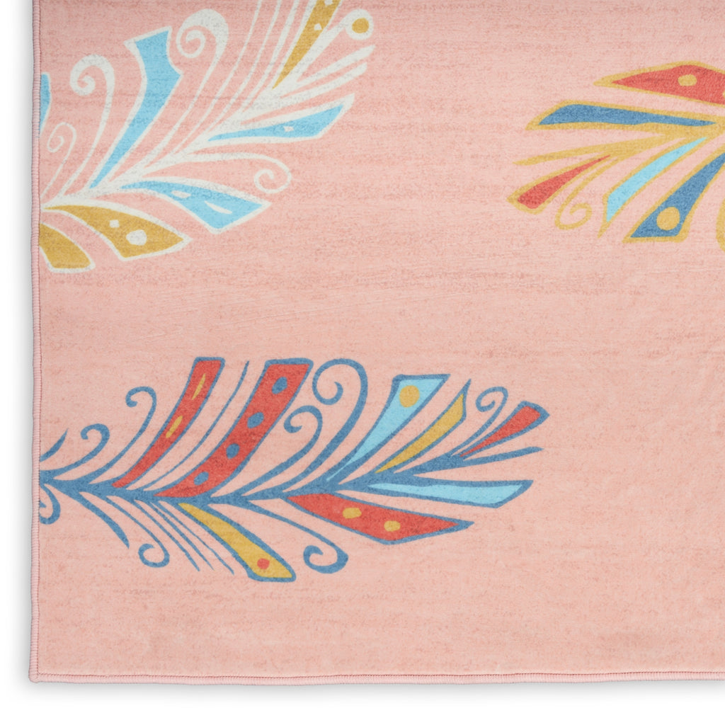Nourison Imagination IMA12 Pink Multicolor Machine Washable Area Rug Corner Image
