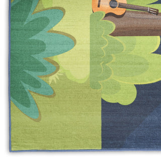 Nourison Imagination IMA13 Navy Multicolor Area Rug Corner Image