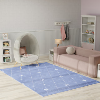 Nourison Imagination IMA15 Blue Machine Washable Area Rug Corner Image