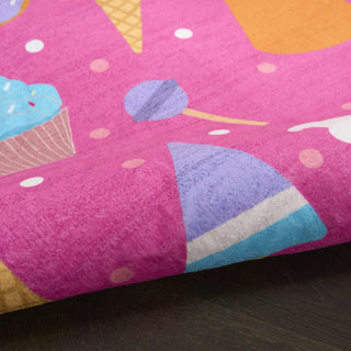 Nourison Imagination IMA19 Pink Multicolor Machine Washable Area Rug Detail Image