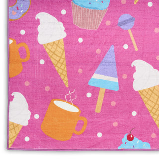 Nourison Imagination IMA19 Pink Multicolor Machine Washable Area Rug Corner Image