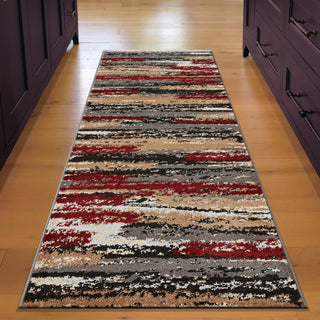 LR Home Infinity 81311 Anthra/Burgundy Area Rug Lifestyle Image