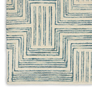 Nourison Interlock ITL06 Ivory Turquoise Area Rug Corner Image