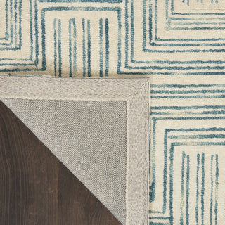 Nourison Interlock ITL06 Ivory Turquoise Area Rug Corner Image
