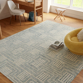 Nourison Interlock ITL06 Ivory Turquoise Area Rug Room Image Feature
