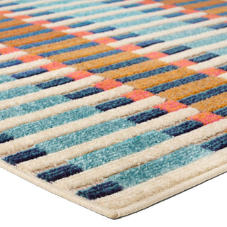 Jaipur Living Alina Notch ALI03 Blue/Orange Area Rug Corner Image