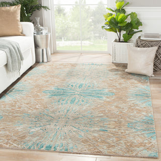 Jaipur Living Chaos Theory By Kavi Thea CKV22 Teal/Tan Area Rug Lifestyle Image