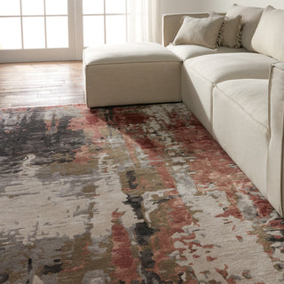 Jaipur Living Genesis Matcha GES59 Gray/Red Area Rug Lifestyle Image Feature
