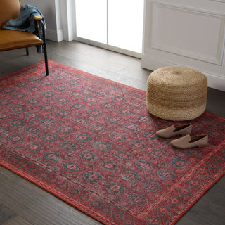 Jaipur Living Harman By Kate Lester Kalinar HBL04 Dark Red/Blue Machine Washable Area Rug Lifestyle Image Feature