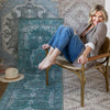 Jaipur Living Harman By Kate Lester Tamara HBL05 Teal/Green Machine Washable Area Rug Lifestyle Image Feature