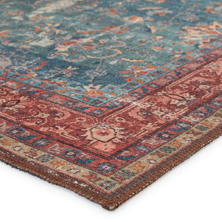 Jaipur Living Harman By Kate Lester Yasha HBL06 Blue/Red Machine Washable Area Rug Corner Image