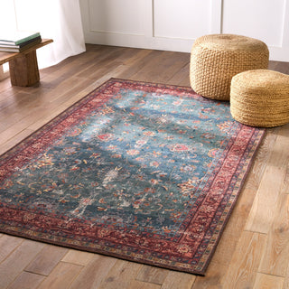 Jaipur Living Harman By Kate Lester Yasha HBL06 Blue/Red Machine Washable Area Rug Lifestyle Image Feature