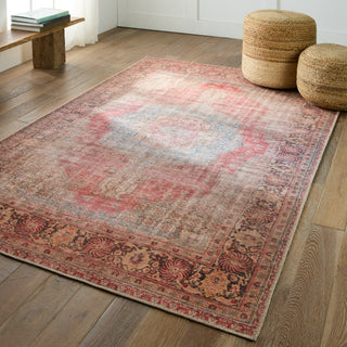 Jaipur Living Harman By Kate Lester Leonine HBL11 Red/Tan Machine Washable Area Rug Lifestyle Image Feature