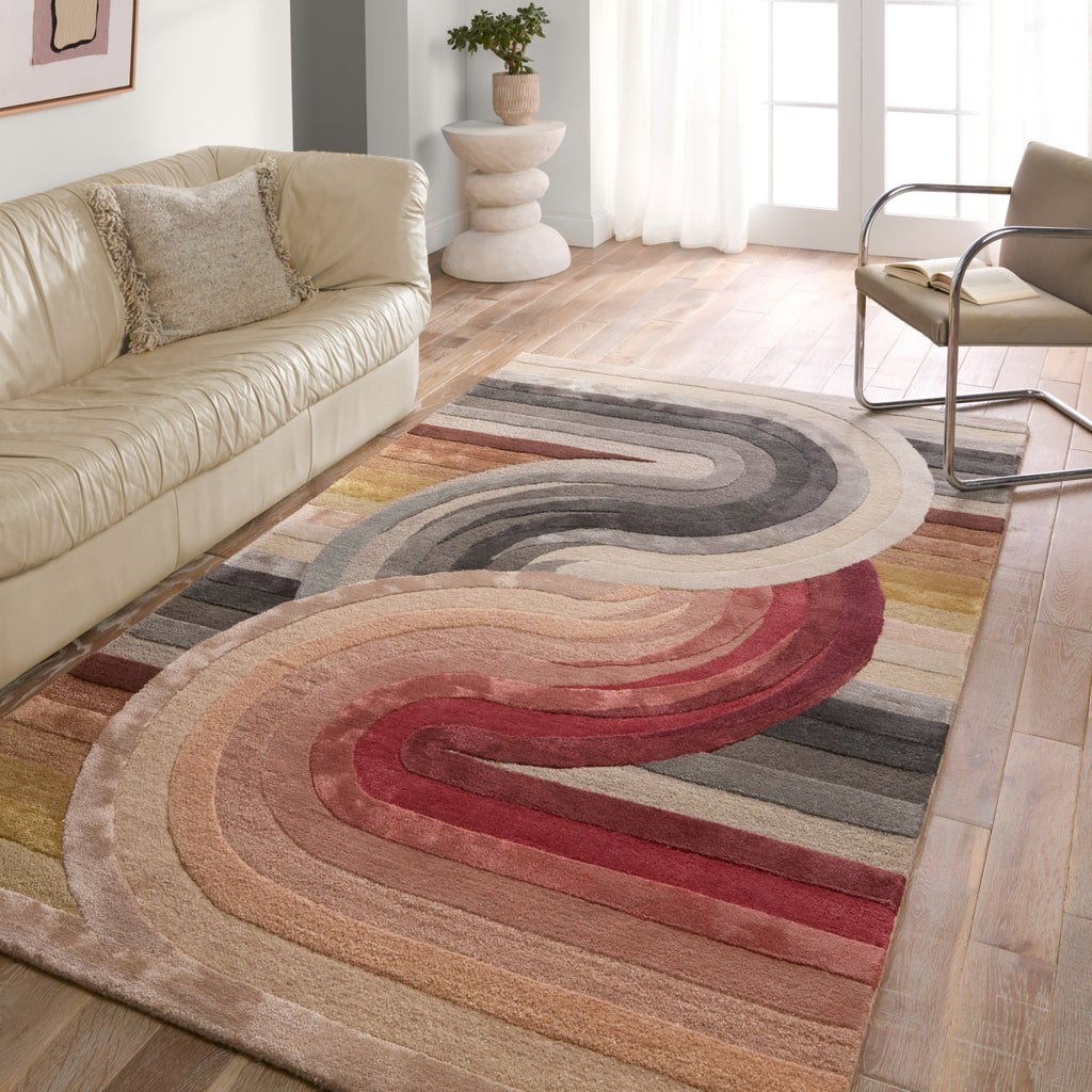 Jaipur Living Iconic Trillare ICO12 Red/Gray Area Rug Lifestyle Image Feature