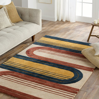 Jaipur Living Iconic Hypnotic ICO17 Navy Machine Washable Area Rug Lifestyle Image Feature