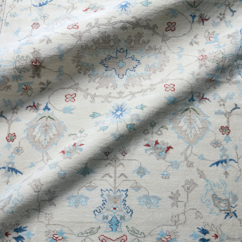 Jaipur Living Revival Hacci JAR01 Cream/Blue Area Rug Lifestyle Image Feature