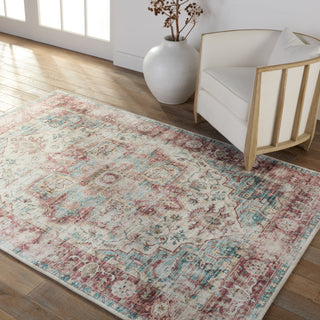 Jaipur Living Kalesi Vandran KLS10 Dark Red/Teal Machine Washable Area Rug by Label J Lifestyle Image Feature